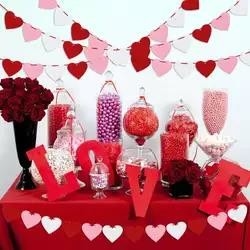 기념일 결혼식 생일 파티를 위한 발렌타인 하트 화환 배너 문자열