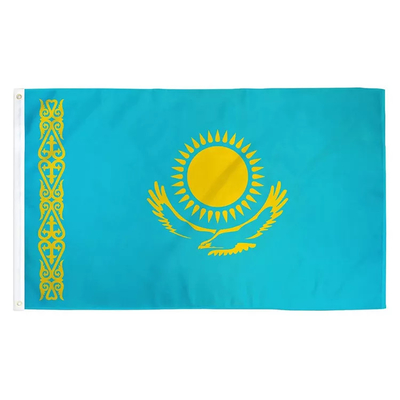 100% 폴리에스테르 카자흐스탄 국기 3X5ft 맞춘 디지털 프린팅 / 스크린 인쇄