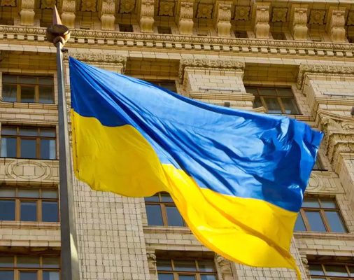 팬톤 컬러 폴리에스테르 세계는 스타일을 매다는 3x5 우크라이나 국기를 기를 세웁니다