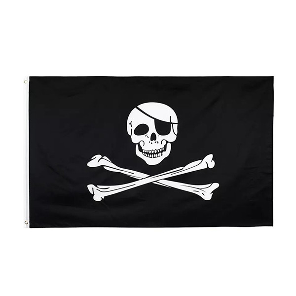 OEM 맞춘 폴리에스테르 국기 3x5Ft 머리 교차시킨 대퇴골의 그림 해적 국기