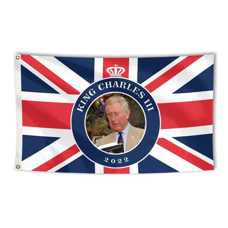 고급 품질 3x5ft 킹 챨스 기 영국 챨스 III 대관식 2023년 왕